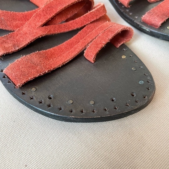 Free‎ People Sunever Suede Gladiator Sandal in Red Size 10 - Picture 9 of 10